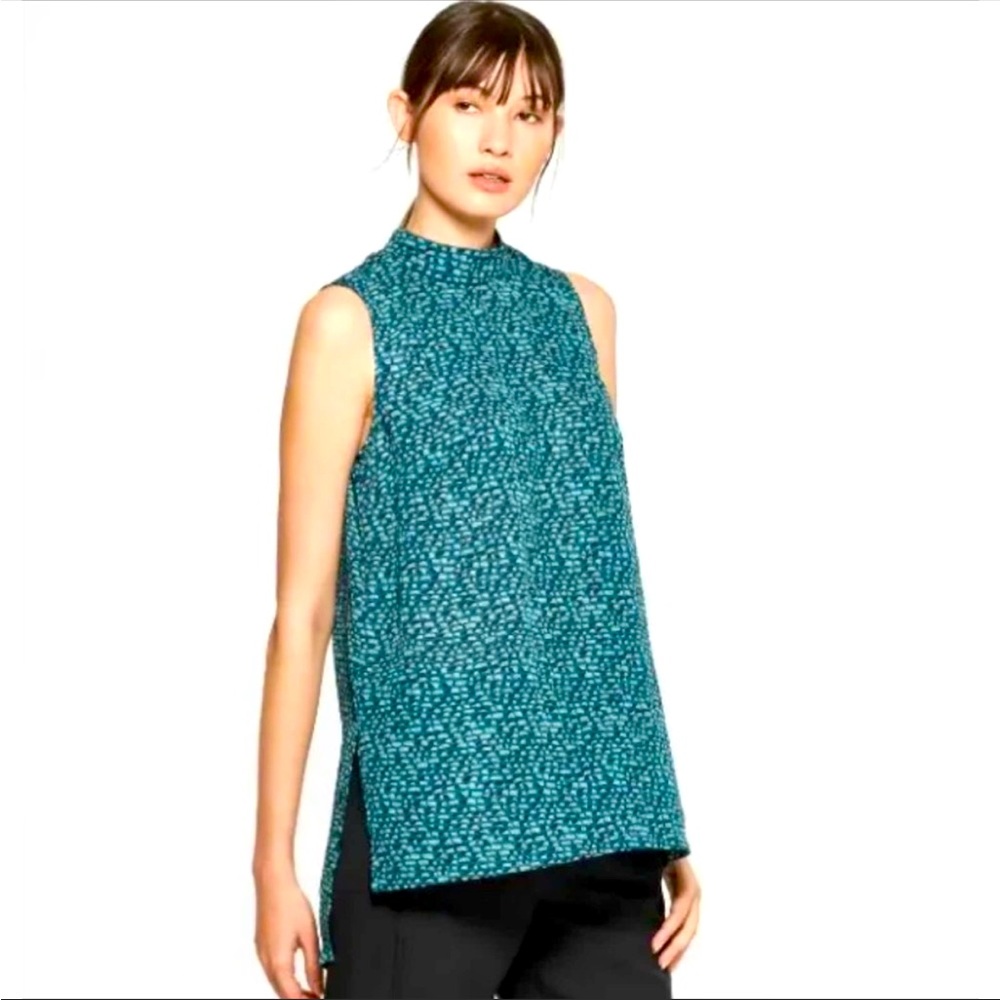 Prologue Sleeveless Mock Neck Chiffon Shell Blouse